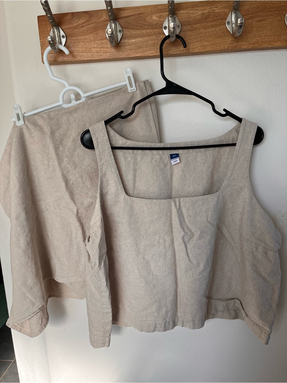 Old Navy Beige Linen Blend Tank and Skirt Set